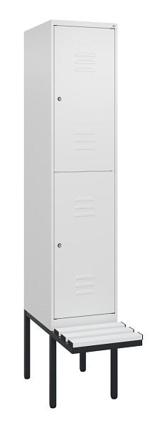 C+P dubbeldekskast Classic PLUS, 2120x400x815mm, 9016/9016, cilindersloten, met basisframe en zwevende zitting, 0803407-12 S10029