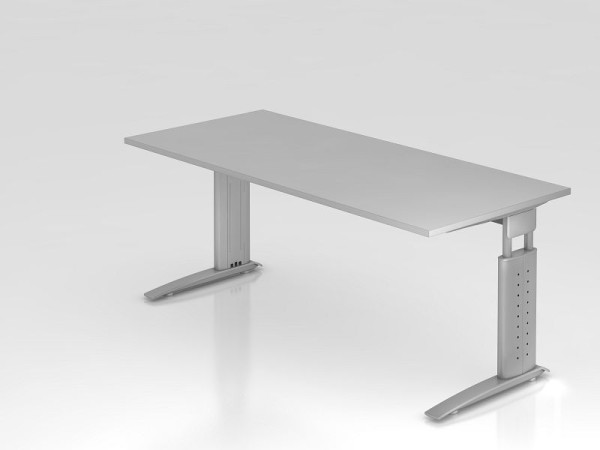 Hammerbacher bureau C-poot 180x80cm grijs/zilver, werkhoogte 68-86 cm verstelbaar, VUS19/5/S