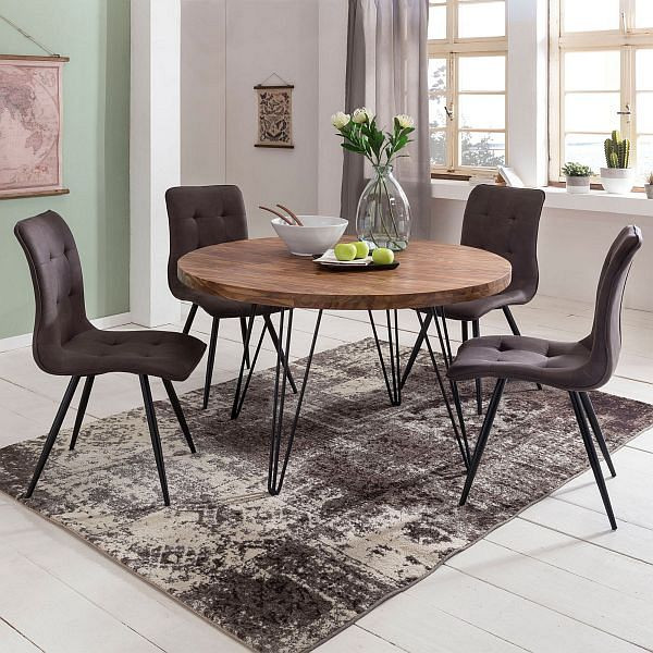 Wohnling design eettafel BAGLI rond Ø 120 x 78 cm massief sheeshamhout 4 personen, WL5.201