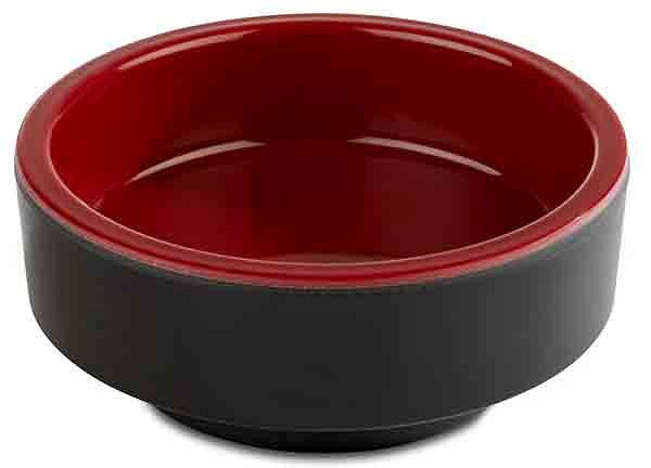 APS Bento Box -ASIA PLUS-, Ø 7,5 cm, hoogte: 3 cm, melamine, binnenkant: rood, glanzend, buitenkant: zwart, mat, 15467
