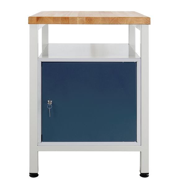 ADB smalle werkbank met 1 deur en plank, afmetingen: 600x600x840mm (BxDxH), kleur werktafel: grijs, RAL 7035, kleur deur: antracietgrijs, 42937