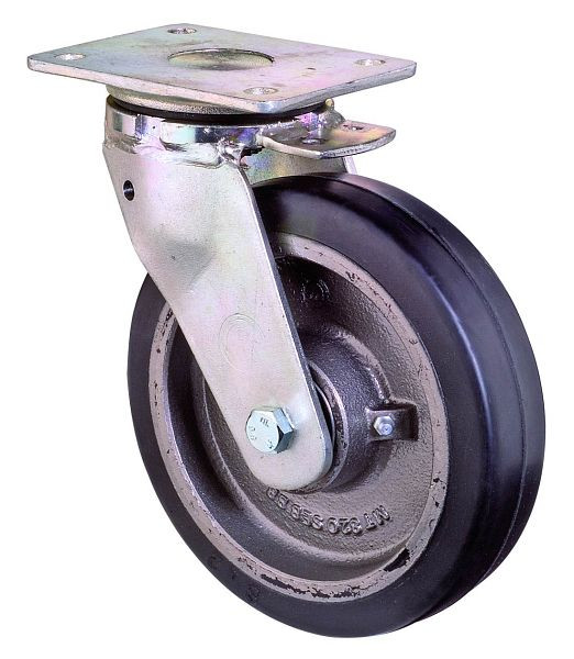 BS Rollen zwaarlastwiel, wielbreedte 50 mm, wiel-Ø 200 mm, draagvermogen 450 kg, zwarte elastische banden, gegoten wiellichaam, kogellagers, RR100.B81.200