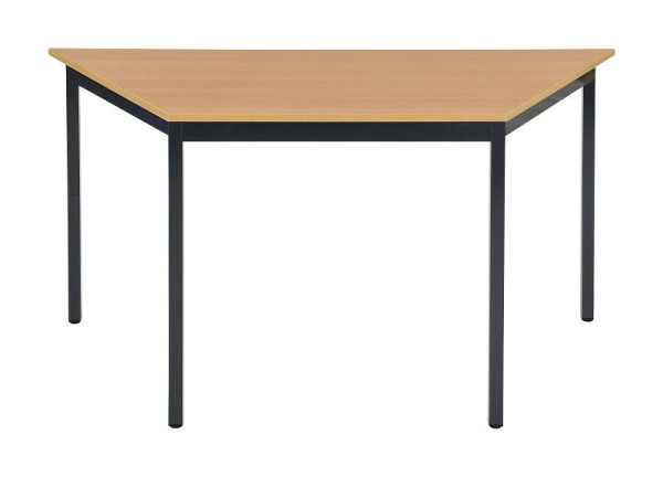 Bisley MULTI Desking multifunctionele tafel, trapeze 19 mm, BC beuken decor, zwarte frame, H 740 x B 1400 x D 700 mm, MTT1407BC333