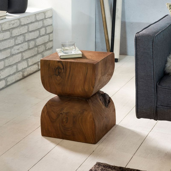 Wohnling bijzettafel Sheesham massief hout 30 x 45 x 30 cm Rustieke decoratieve tafel, WL1.562