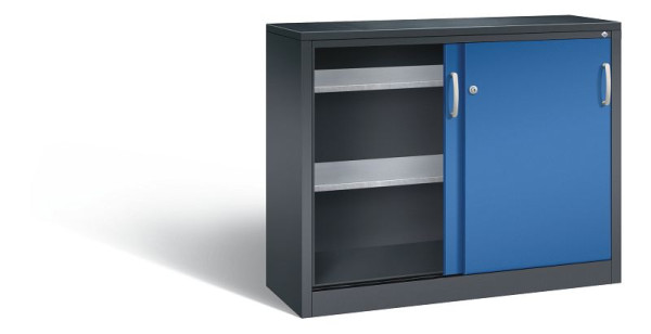 C+P schuifdeurkast Acurado, H1000xB1200xD400mm, kleur: zwartgrijs / gentiaanblauw, beugelgreep, 2046-09 S10083