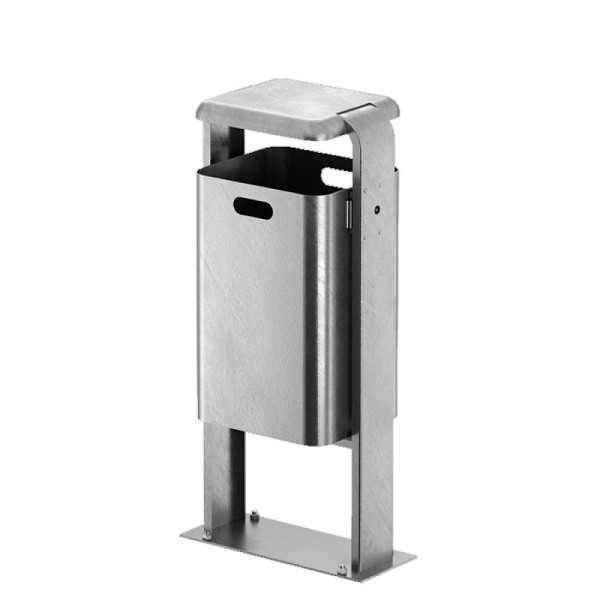 Stein HGS HGS afvalbak -City 200- met deksel, om vast te schroeven, zonder asbak, container en standaard zonder verf, staal, thermisch verzinkt, 12652-0101