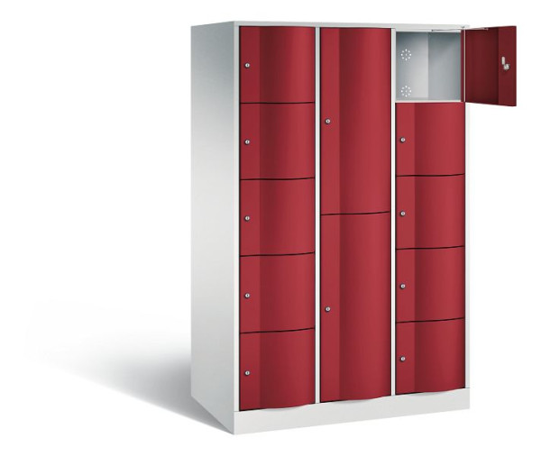 C+P combinatie lockerkast Resisto, H1950xB1148xD640mm, kleur: lichtgrijs/robijnrood, 8070-3731 S10012