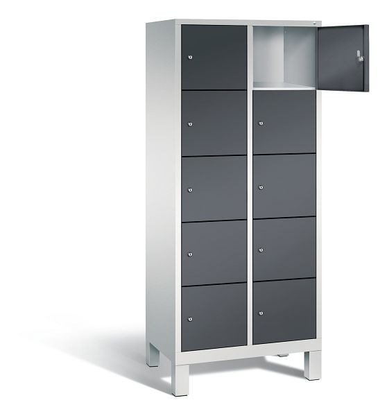 C+P lockerkast Evolo, H1850xW810xD500mm, kleur: lichtgrijs / zwartgrijs, 48010-225 S10068