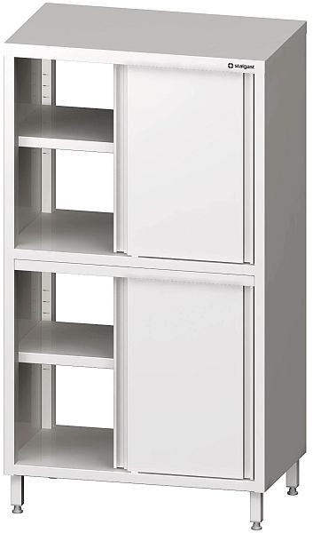 Stalgast doorschuif hoge kast, hoogte 1800 mm, met schuifdeuren, met twee kasten, gelast