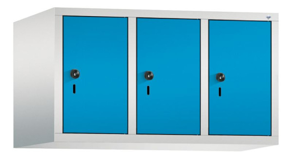 C+P Aufsatz-Garderobenschrank Evolo, 3 Abteile, H500xB900xT500 mm, Lichtgrau/Lichtblau, 48090-30 S10001