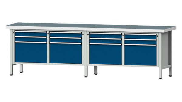ANKE werkbanken kistwerkbank, model 233 V, 2800 x 700 x 850 mm, RAL 7035/5010, UBP 50 mm, 305.058