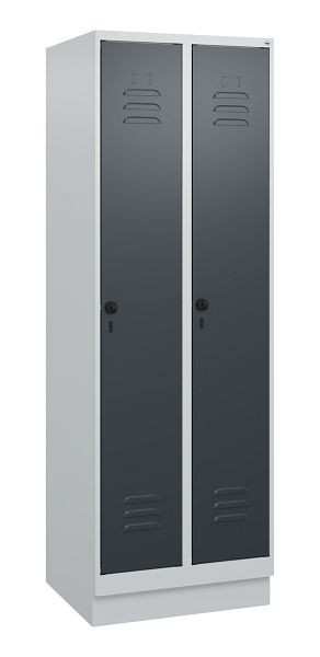 C+P luierkluis Classic PLUS met middenwand, bodem, 2 vakken, 1800x600x500mm, 7035/7016, veiligheidsdraaigrendel, 0800207-20F S10008