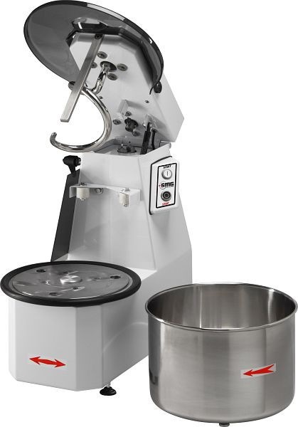GMG deegkneedmachine 62 L / 50 kg 400V, hefbare kop en afneembare kom, incl. spiraal, deksel, TKR-6250T-CN