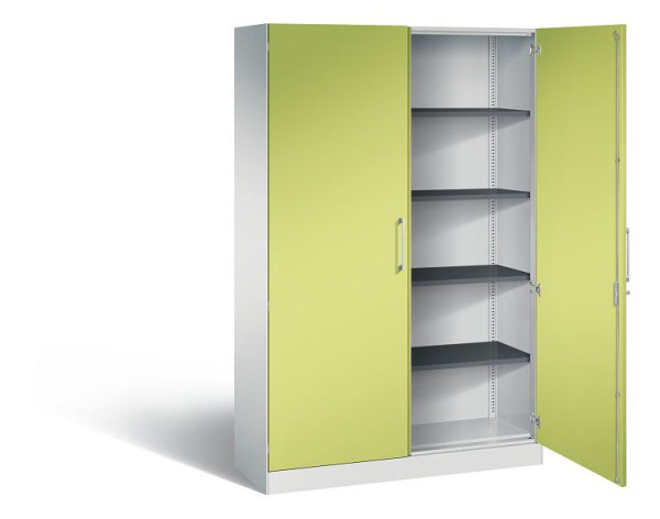 C+P vleugeldeurkast Asisto, H1980xB1200xD435mm, kleur: lichtgrijs / virid green, beugelgreep, 5 niveaus, 141001-000 S10180