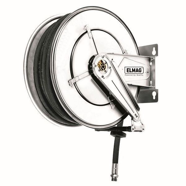 ELMAG industriële slanghaspel RVS '562/12' voor perslucht en water 70°C, 35 m, 3/4', 20 bar, 43433