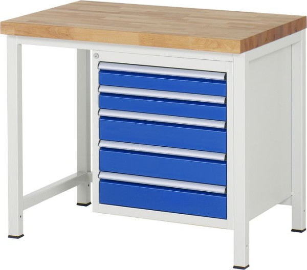RAU werkbank serie 8000 - frameconstructie (gelast frame), onderbouw container (5x laden), 1000x840x700 mm, 03-8171A1-107B4S.11