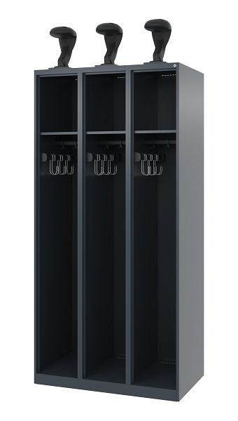 C+P Evolo brandweerkast, model EXPERT, 3 compartimenten, H1850B900T500 mm, antraciet, 0491015-30 S10004