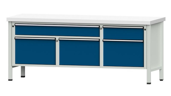 ANKE werkbanken kistwerkbank, model 280 V, 2000 x 700 x 850 mm, RAL 7035/5010, KSP 50 mm, 304.506