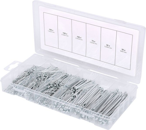 KS Tools assortiment splitpennen, 1, 6x25, 4mm-4,0x63,5mm, 555 stuks, 970.0080