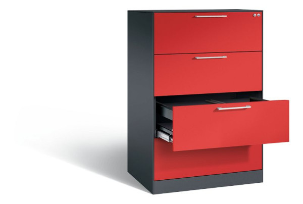 C+P hangarchiefkast Asisto, H1310xB800xD600mm, kleur: zwartgrijs / vuurrood, beugelgreep, 146223-412 S10382