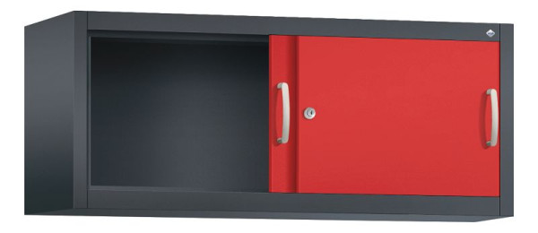 C+P bovenkast Acurado, H500xB1200xD400mm, kleur: zwartgrijs / vuurrood, beugelgreep, 1 niveau, 2044-00 S10112