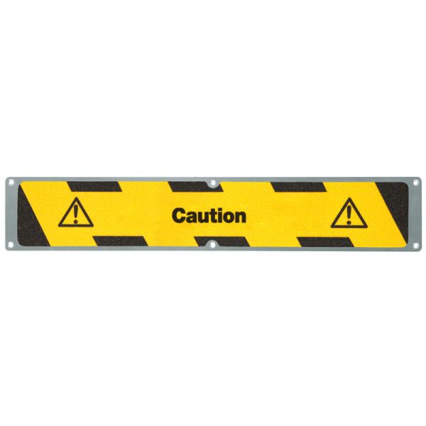 Meelbroek antislipplaat aluminium met m2 antislipbekleding, "Let op" 114x635mm, APM15EF1