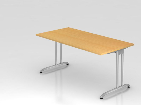 Hammerbacher bureau C-poot 160x80cm beuken, horizontale kabelgoot, werkhoogte 72 cm, VBS16/6/S