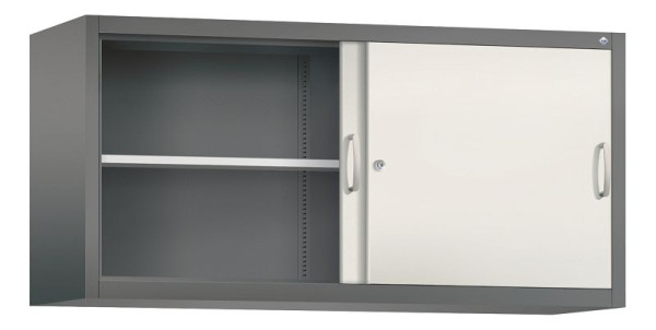 C+P bovenkast Acurado, H790xW1600xD500mm, kleur: vulkaangrijs/parelwit, beugelgreep, 2 niveaus, 2155-00 S10072