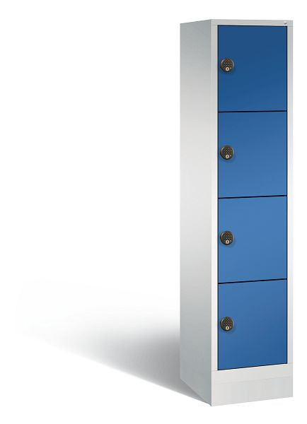 C+P stalen laadkast Evolo, 4 compartimenten, H1800B420T500 mm, lichtgrijs/gentiaanblauw, 48020-1204EB S10023