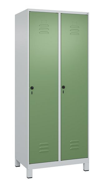 C+P Mehrzweckschrank Classic PLUS, Füße, 2 Abteile, 1950x800x500mm, 7035/6011, Drehriegel, Türen rechts angeschlagen, 080010-22B S10006