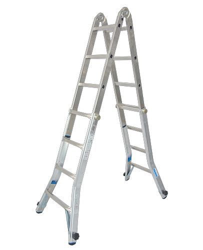 Krause telescoopladder met sportscharnier, aluminium, met 4 railverlengingen, werkhoogte 5 m, 257484