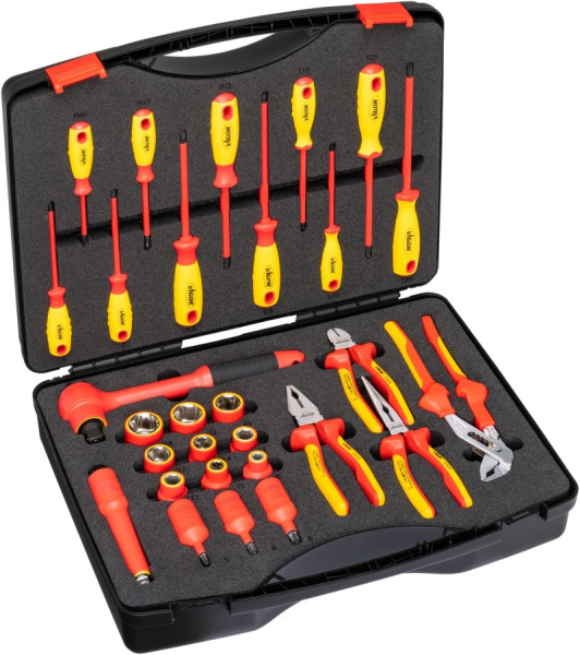VIGOR VDE Werkzeug Satz, Vierkant 12,5 mm (1/2 Zoll), Außen Sechskant Profil, Innen Sechskant Profil, 5 – 24, PH0 – PH2, T15 – T30, Werkzeuge: 29, V5632