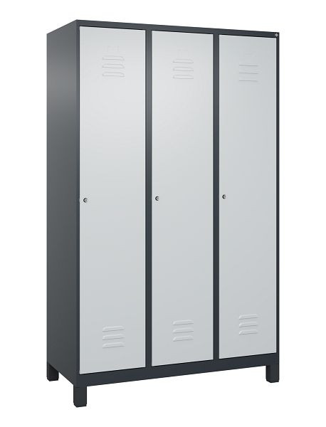 C+P luierkastje Classic PLUS met middenwand, voeten, 3 vakken, 1950x1200x500mm, 7016/7035, cilindersloten, 080010-32F S10004