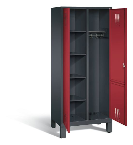 C+P reinigingsmiddelenkast Evolo, H1850xW810xD500mm, kleur: zwartgrijs/robijnrood, 48060-22 S10070