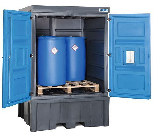DENIOS PolySafe-Depot Type C voor 4 vaten van 200 liter of 1 IBC van 1000 liter, gemaakt van kunststof, 211-946