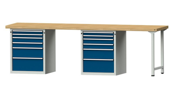 ANKE werkbanken combinatie werkbank, model 916 V, 2800 x 700 x 850 mm, RAL 7035/5010, BMP 50 mm, 415.146