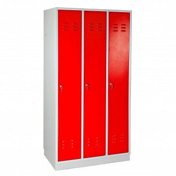 ADB locker/kledingkast "Regular" 3-deurs, afmetingen (HxBxD): 1775x890x500 mm, corpuskleur: lichtgrijs (RAL 7035), deurkleur: vuurrood (RAL 3000), 40903