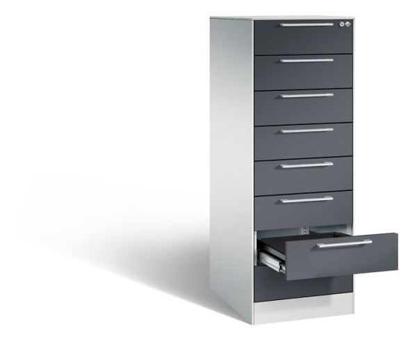 C+P archiefkast Asisto, H1310xB440xD600mm, kleur: lichtgrijs/zwartgrijs, beugelgreep, 146225-822 S10026