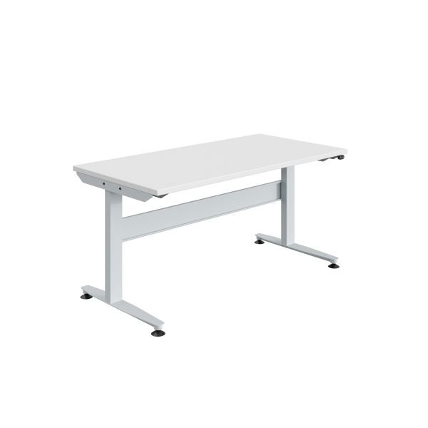 SOFAME REGULOG werktafel, elektrisch in hoogte verstelbaar, B 1200 x D 750 x H 719 tot 1119 mm, melamine werkblad 19 mm, lichtgrijs RAL 7035, W010140016GC