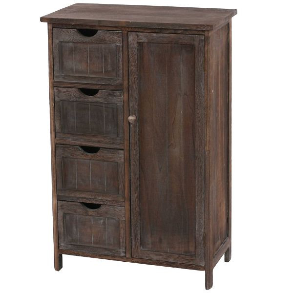 Mendler ladekast HWC-D12, kast ladekast, shabby look vintage 82x55x30cm, bruin, 35433