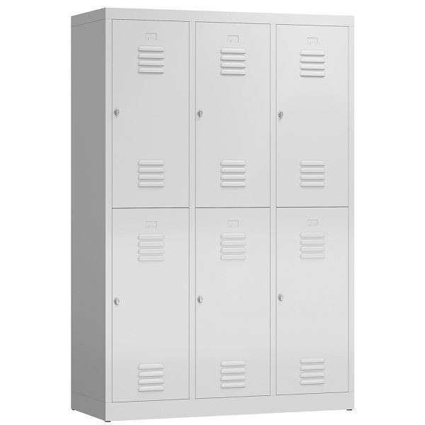 Lüllmann ClassiX kledingkast, 3 vakken, dubbeldekker, 1800 x 1185 x 500 mm, lichtgrijs, X-523230