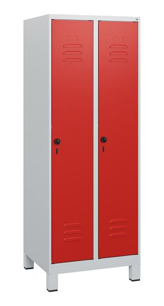 C+P Umkleidespind Classic PLUS, Füße, 2 Abteile, 1630x600x500mm, 7035/3020, Drehriegel, 0800105-20 S10002