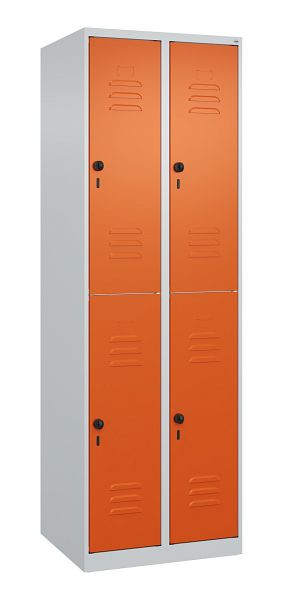 C+P Doppelstöckiger Spind Classic PLUS, 2 Abteile, 1850x600x500mm, 7035/2004, Drehriegel, 080300-20 S10000