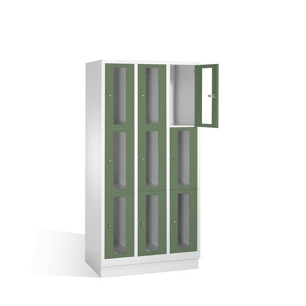 C+P lockerkast Classic, H1800xB900xD500mm, kleur: lichtgrijs / reseda groen, 8020A303 S10003