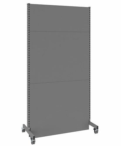 DENIOS mobiele akoestische scheidingswand, basisveld, B 1250, H 2500 mm, tweezijdige akoestische geperforeerde plaat, grijs, 293073