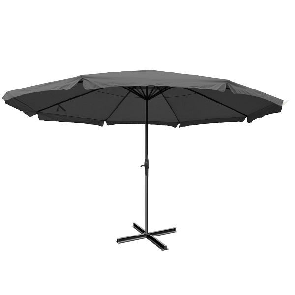 Mendler parasol Meran Pro, horeca markt parasol met volant Ø 5m polyester/aluminium 28kg, antraciet zonder standaard, 65184