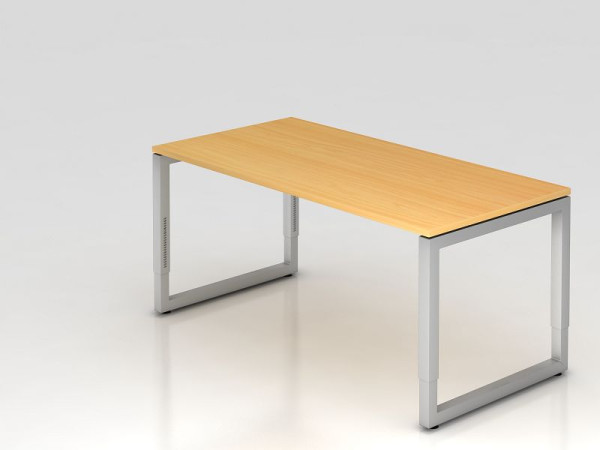 Hammerbacher bureau O-voet vierkant 160x80cm beuken, rechthoekige vorm met zwevend tafelblad, VRS16/6/S