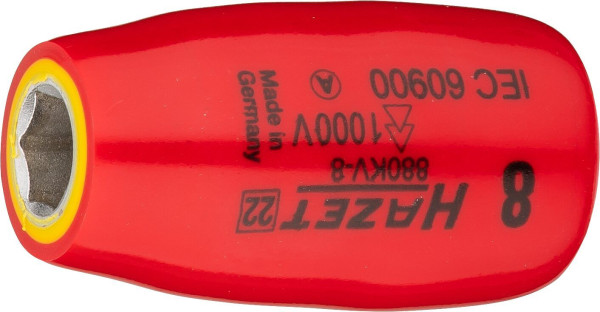 Hazet dop, zeskant, hol vierkant 10 mm (3/8"), 8 mm, kort type, 880KV-8