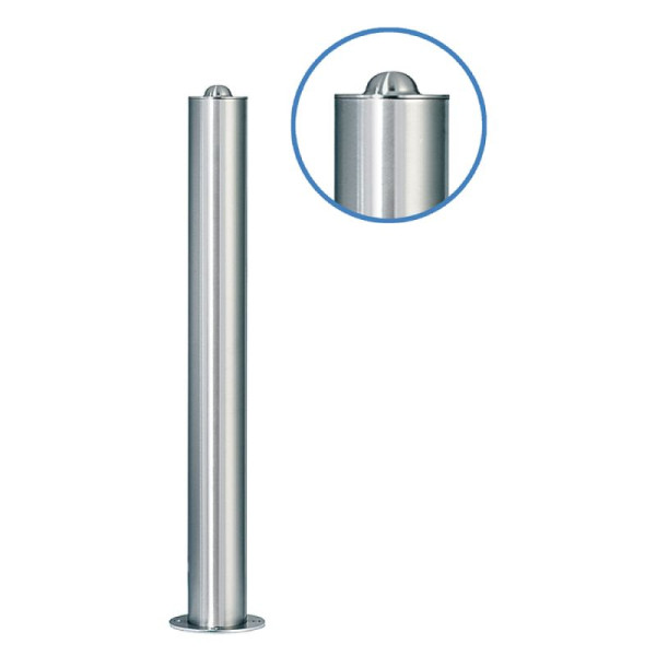 Stone HGS afzetpaal "Acero half hill" (V2A) Ø102mm, van RVS, voor pluggen, voetplaat Ø165mm, geslepen, 13119-g