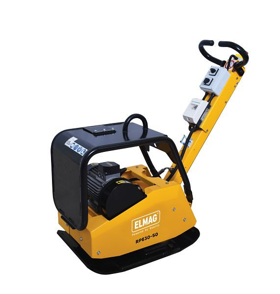 ELMAG omkeerbare trilplaat RPE30-50 met 400 volt elektromotor 4kW, 30 kN middelpuntvliedende kracht, met stalen beschermframe, 63028